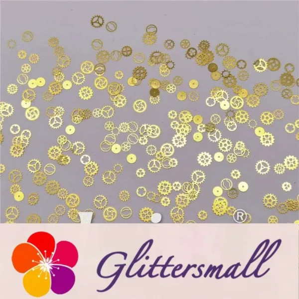 Golden Gear Shaped Collection Mixed Metal Glitter MC207