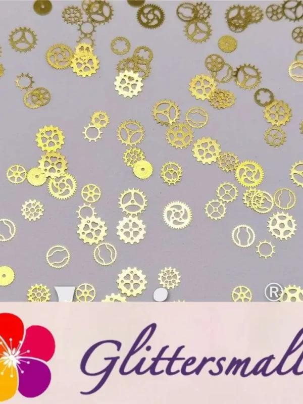 Golden Gear Shaped Collection Mixed Metal Glitter MC207