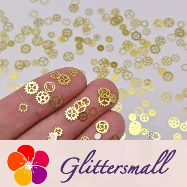 Golden Gear Shaped Collection Mixed Metal Glitter MC207