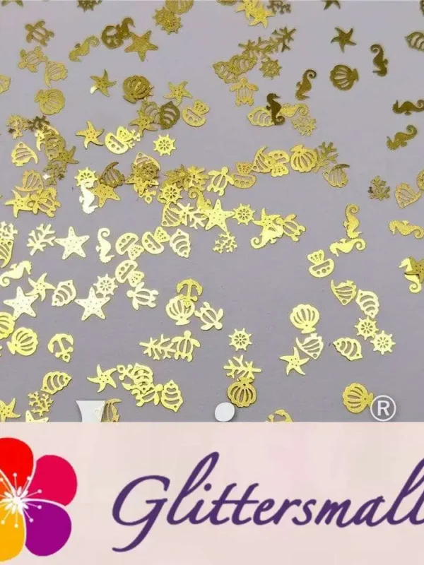 Golden Marine Organism Shaped Mixed Metal Glitter MC211