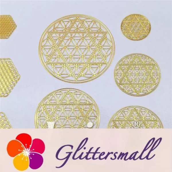 IMG_20210119_153142.webp 5 Size In 1 Set Sri Yantra Lotus Coppering Metal Sticker Golden Charm ZJ308
