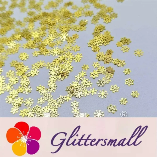 Golden Snowflake Shaped Mixed Metal Glitter MC212