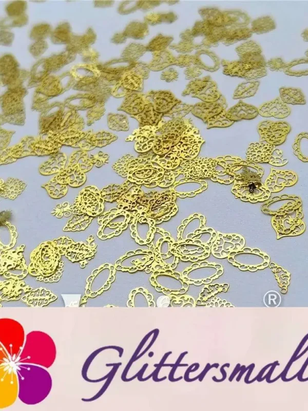 Golden Hollow Out Shaped Mixed Metal Glitter MC213