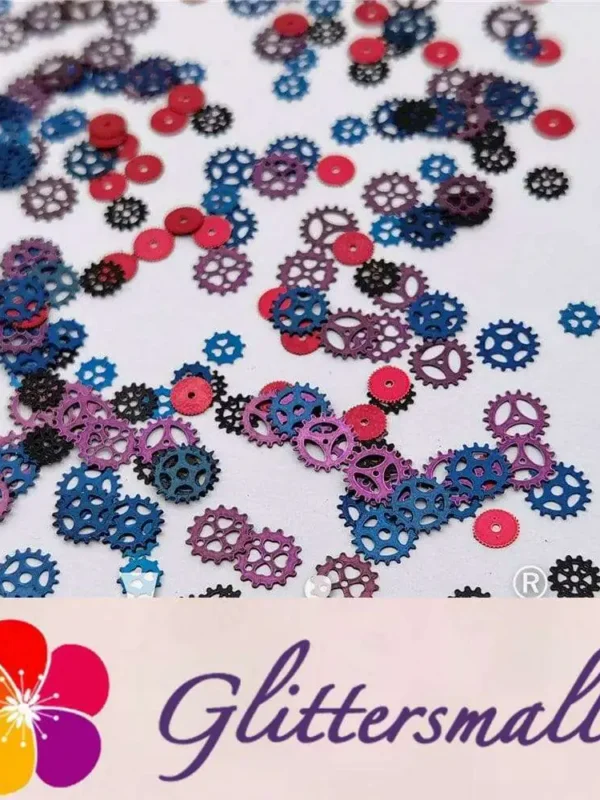 Gear Shaped Mixed Metal Glitter MC214