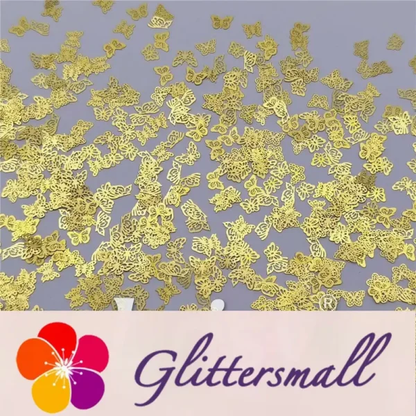 Golden Hollow Out Butterfly Shaped Mixed Metal Glitter MC217