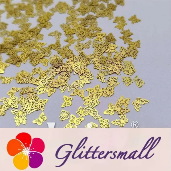 Golden Hollow Out Butterfly Shaped Mixed Metal Glitter MC217