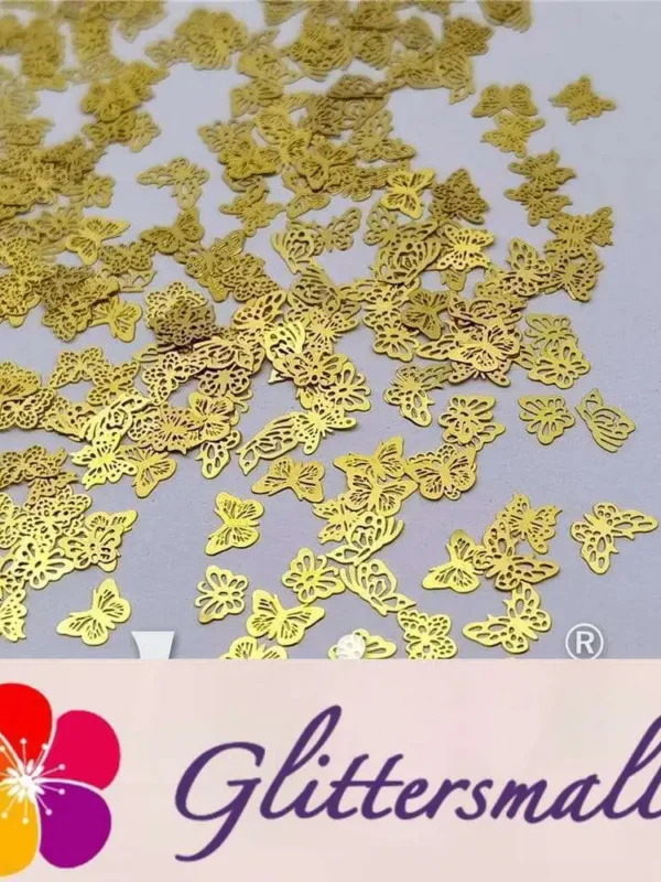 Golden Hollow Out Butterfly Shaped Mixed Metal Glitter MC217