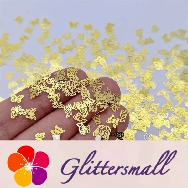Golden Hollow Out Butterfly Shaped Mixed Metal Glitter MC217