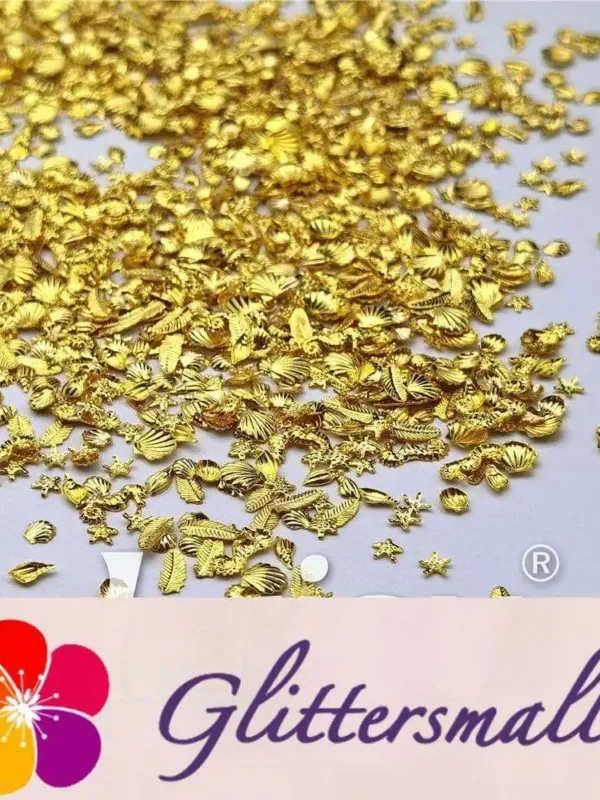 Golden Marine Life Stereoscopic Shaped Mixed Metal Nail Charms MD205