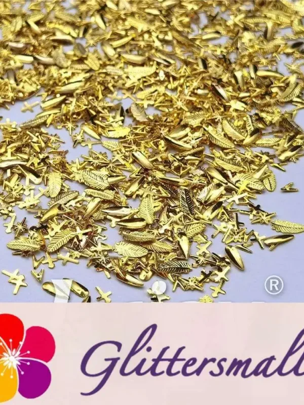 Golden Firmamental Stereoscopic Shaped Mixed Metal Nail Charms MD202