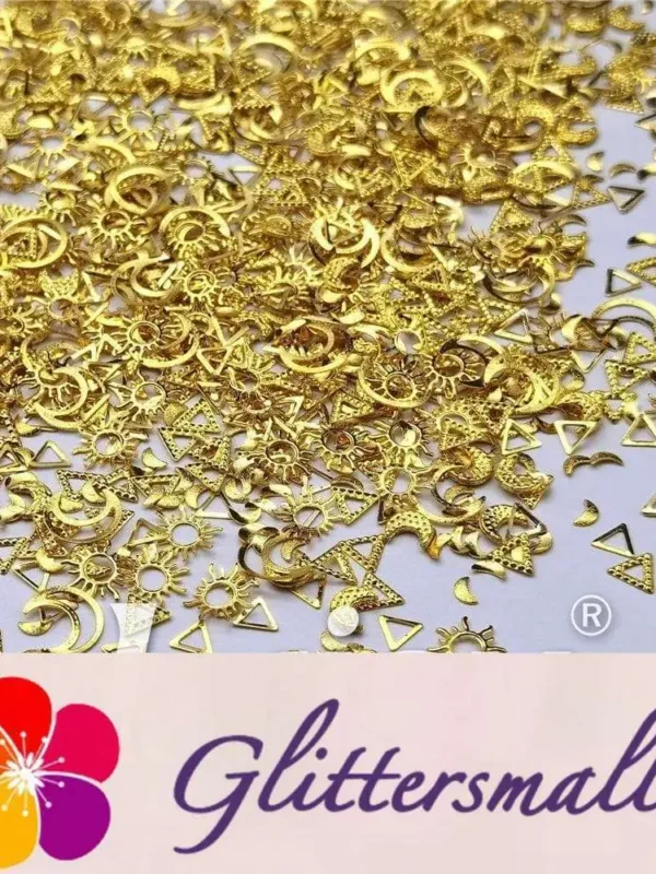 Golden Hollow Out Stereoscopic Shaped Mixed Metal Nail Charms MD204