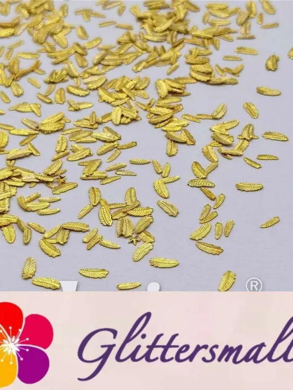Golden 3/5mm Angel's Feather Shaped Mixed Metal Nail Charms MD210