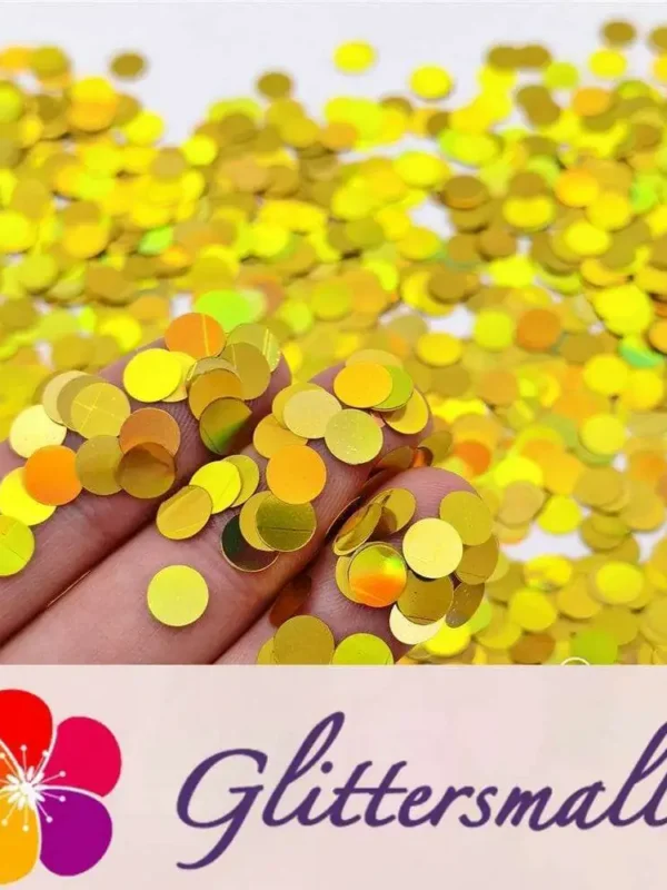 6mm Round Shaped Holographic Gold Glitter LB0210