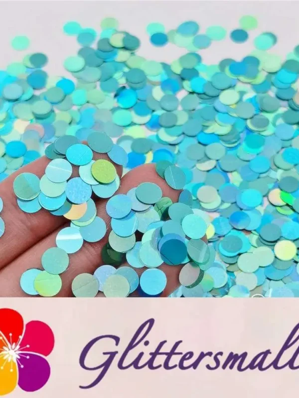 6mm Round Shaped Holographic Teal Green Glitter LB0702