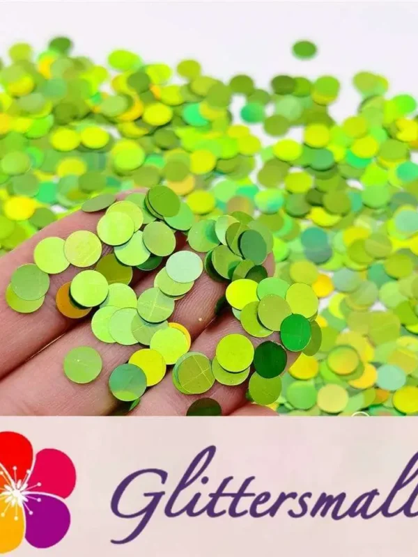6mm Round Shaped Holographic Green Glitter LB0601