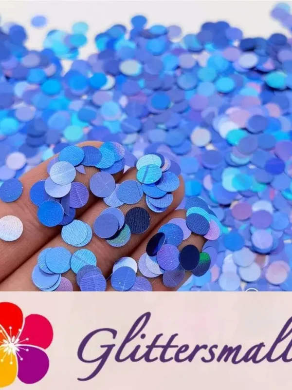 6mm Round Shaped Holographic Sea Blue Glitter LB0709