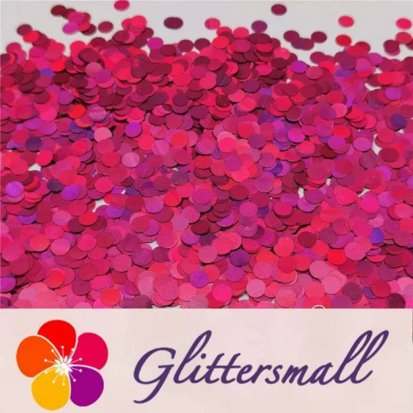 6mm Round Shaped Holographic Rose Red Glitter LB0912