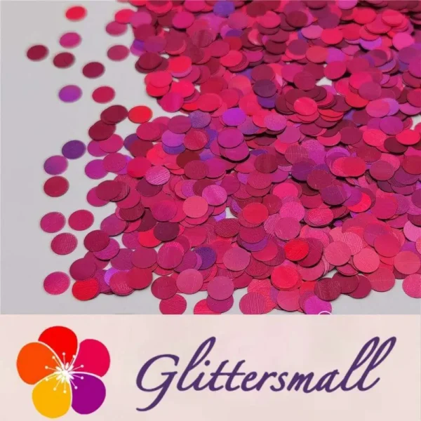 6mm Round Shaped Holographic Rose Red Glitter LB0912