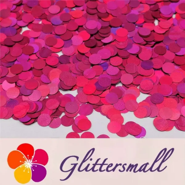 6mm Round Shaped Holographic Rose Red Glitter LB0912