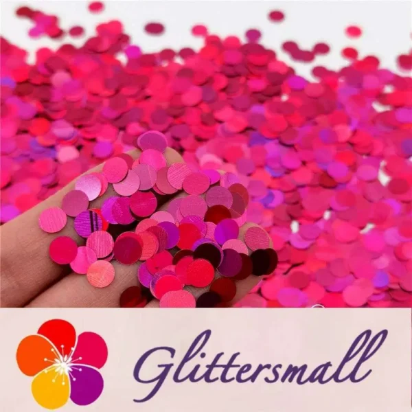 6mm Round Shaped Holographic Rose Red Glitter LB0912