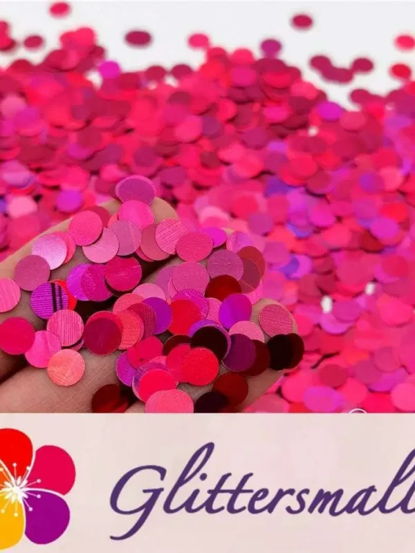 6mm Round Shaped Holographic Rose Red Glitter LB0912