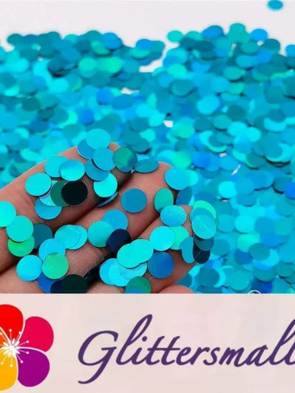 6mm Round Shaped Holographic Sky Blue Glitter LB0700