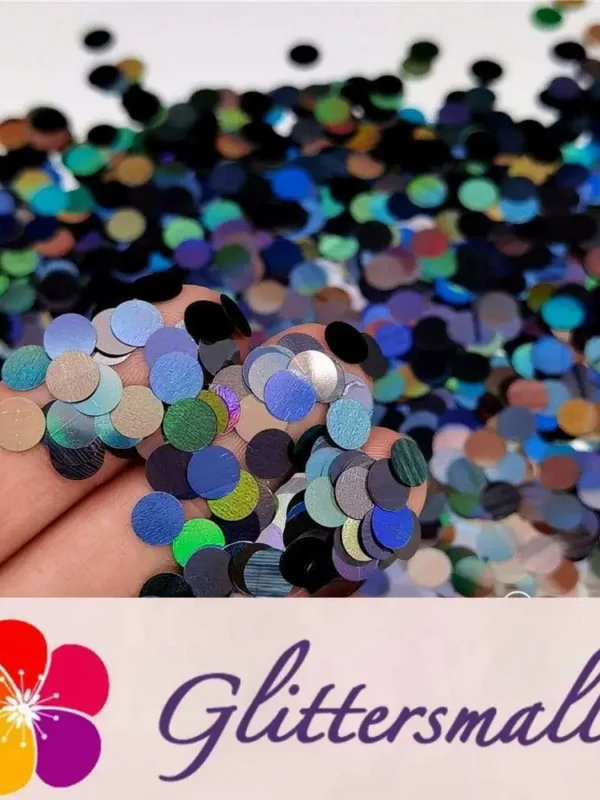 6mm Round Shaped Holographic Black Glitter LB01000