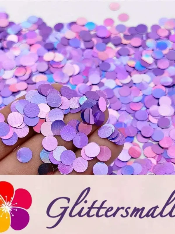6mm Round Shaped Holographic Light Purple Glitter LB0802