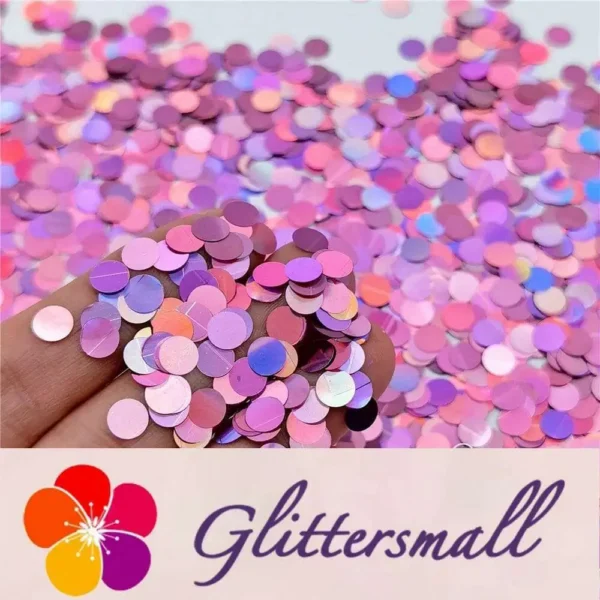 6mm Round Shaped Holographic Pink Glitter LB0901