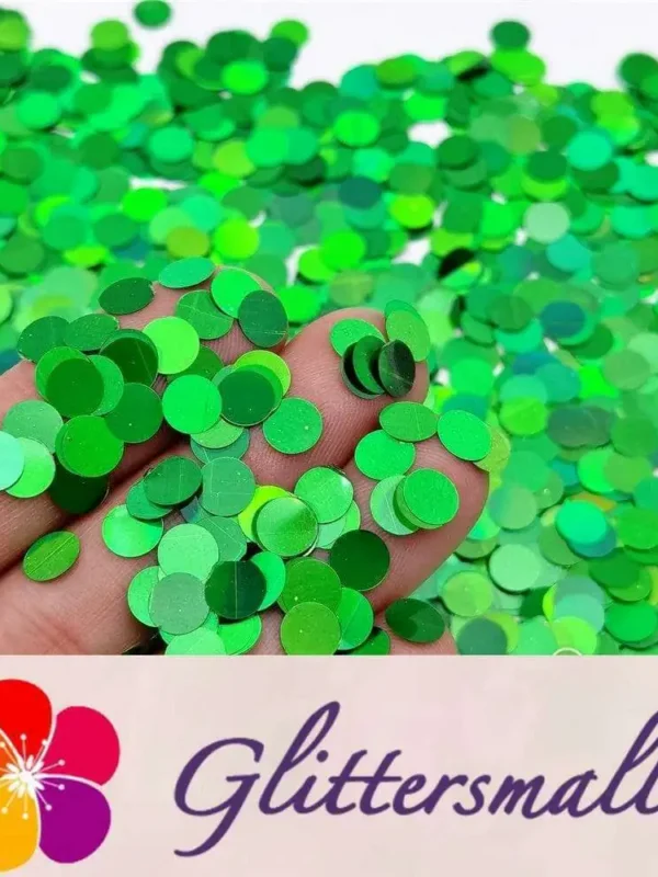 6mm Round Shaped Holographic Green Glitter LB0600