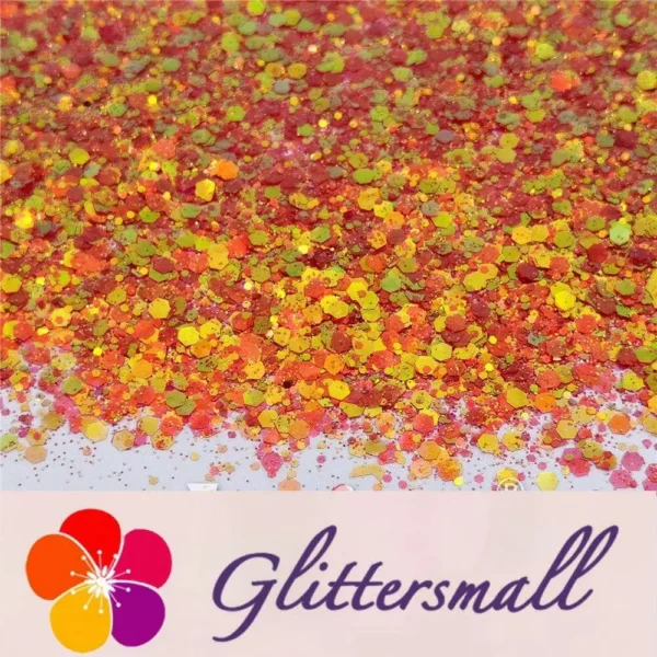 General Mixed High Brightness Iridescent Orange Red Glitter FC338
