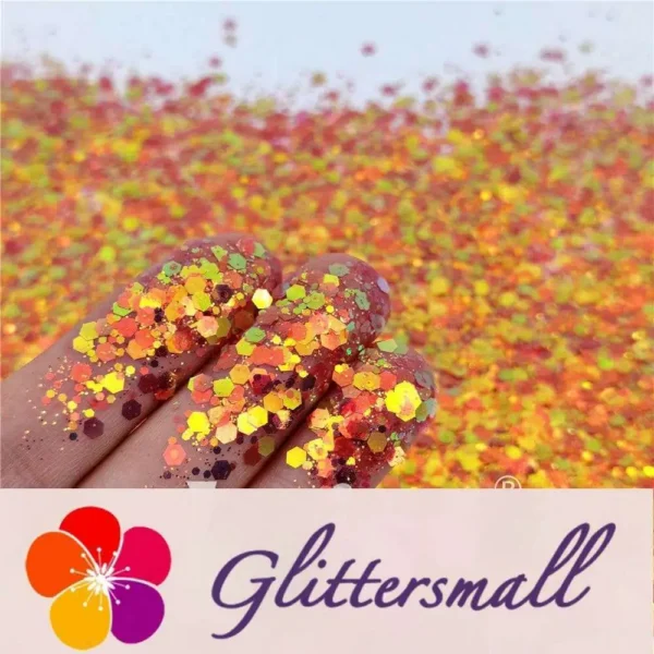 General Mixed High Brightness Iridescent Orange Red Glitter FC338