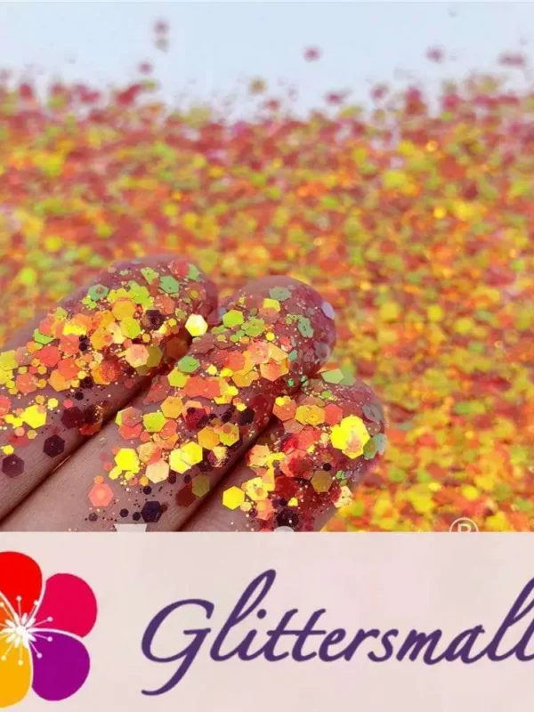 General Mixed High Brightness Iridescent Orange Red Glitter FC338