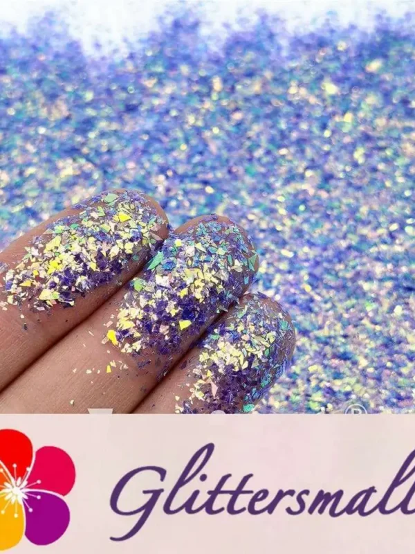 Fluorescent Purple High Brightness Iridescent Cellophane Glitter Shards (Flakes) FC336 2x2