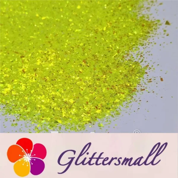IMG_20210415_143417.webp Fluorescent Green High Brightness Iridescent Cellophane Glitter Shards (Flakes) FC330 2x2