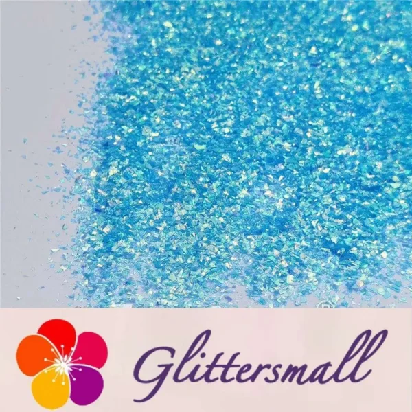 IMG_20210503_154103.webp Fluorescent Blue High Brightness Iridescent Cellophane Glitter Shards (Flakes) FC337A 2x2