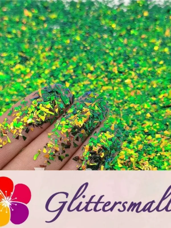 Iridescent Phantom Golden Green Color Shift Glitter Flakes C-BSL7111 2X2