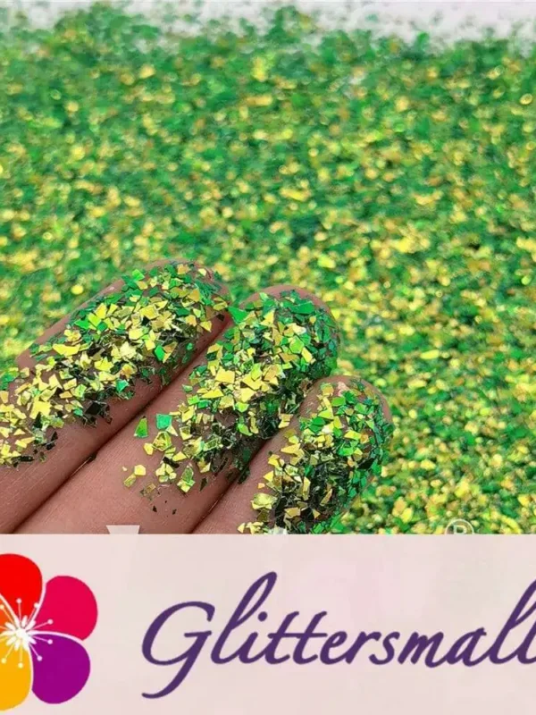 Iridescent Phantom Golden Green Color Shift Glitter Flakes C-BSL7130 2X2