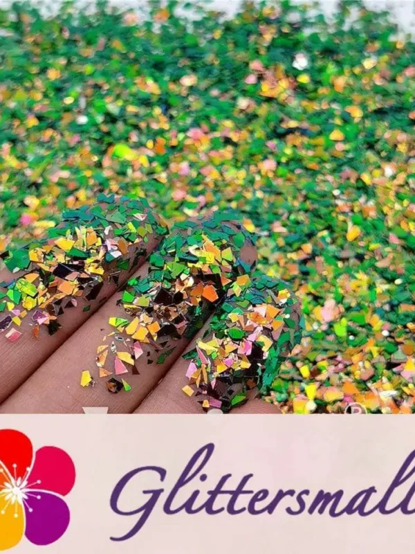 Iridescent Phantom Green Color Shift Glitter Flakes C-BSL7150 2X2