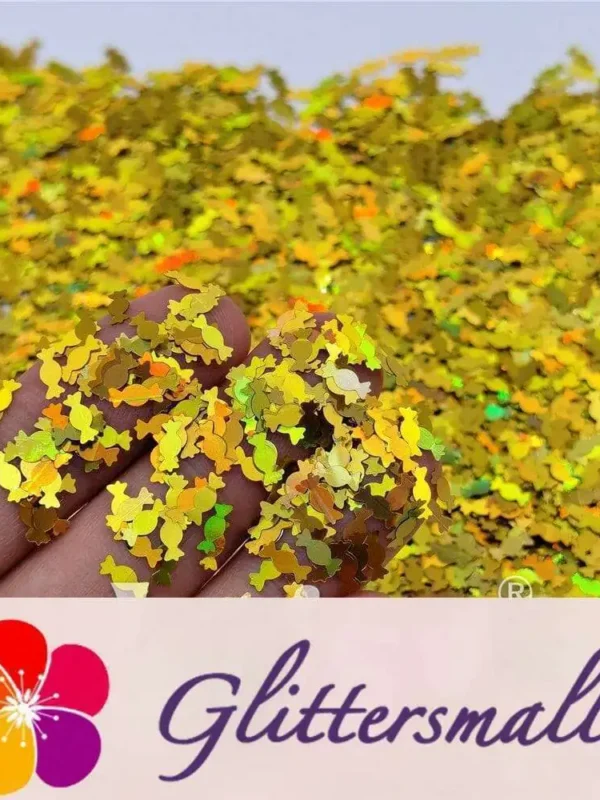 6mm Candy Sweet Shaped Holographic Gold Glitter LB0210