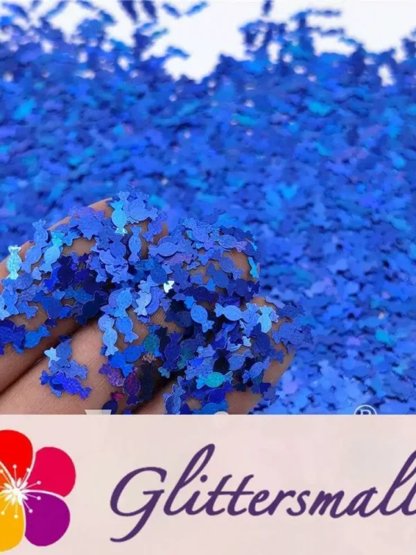 6mm Candy Sweet Shaped Holographic Blue Glitter LB0705