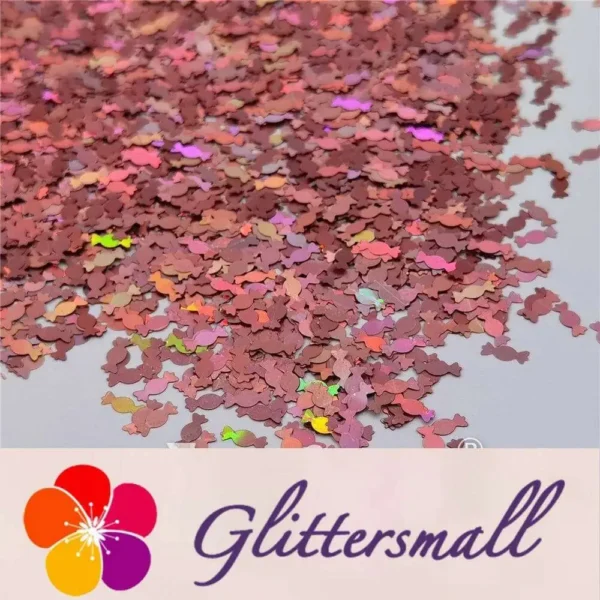 6mm Candy Sweet Shaped Holographic Hazy Pink Glitter LB0911