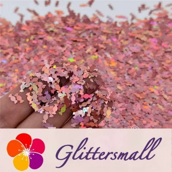 6mm Candy Sweet Shaped Holographic Hazy Pink Glitter LB0911