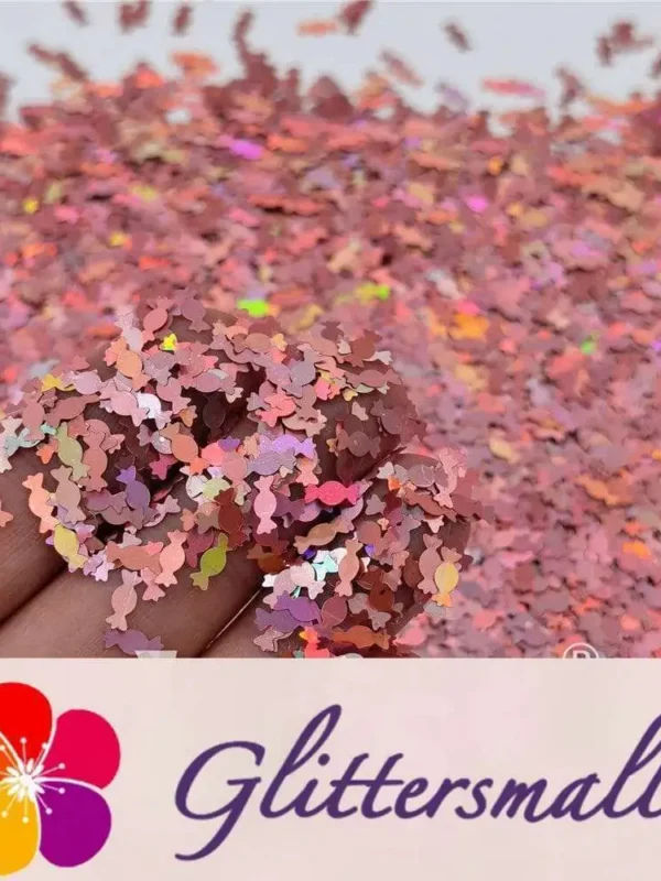 6mm Candy Sweet Shaped Holographic Hazy Pink Glitter LB0911