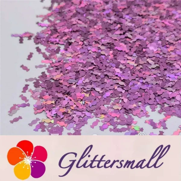6mm Candy Sweet Shaped Holographic Pink Glitter LB0901