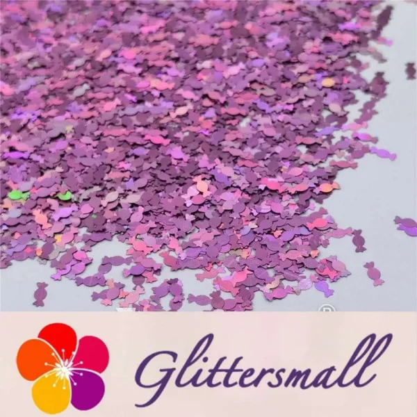 6mm Candy Sweet Shaped Holographic Pink Glitter LB0901
