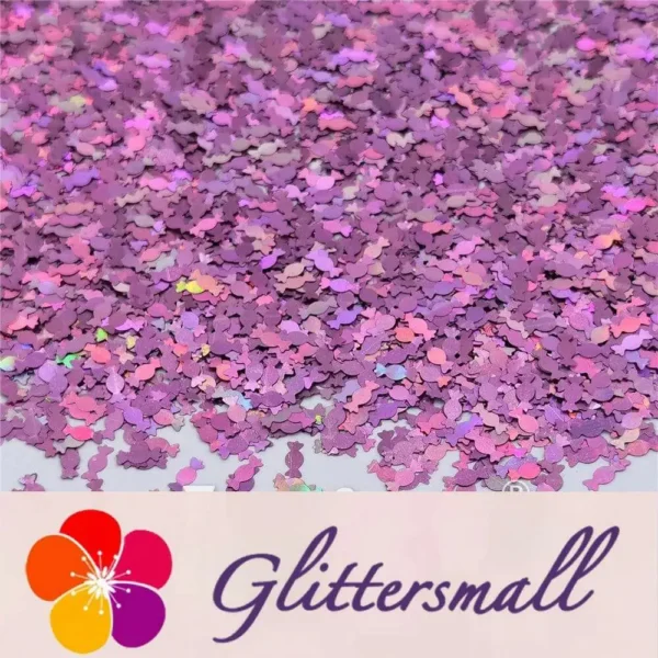 6mm Candy Sweet Shaped Holographic Pink Glitter LB0901