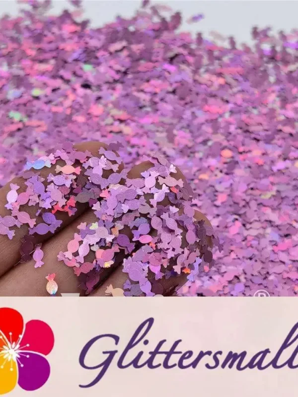 6mm Candy Sweet Shaped Holographic Pink Glitter LB0901