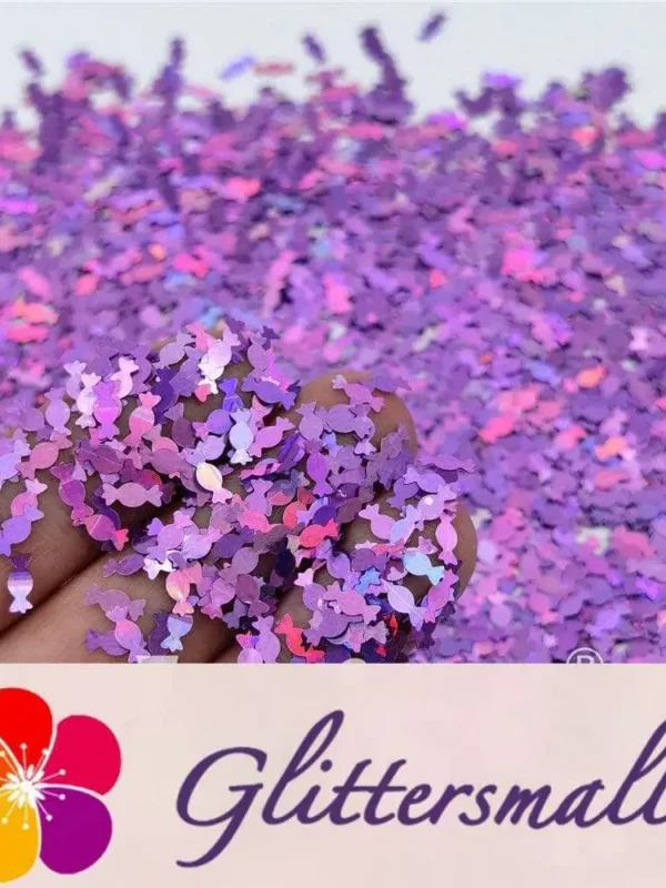 6mm Candy Sweet Shaped Holographic Light Purple Glitter LB0802