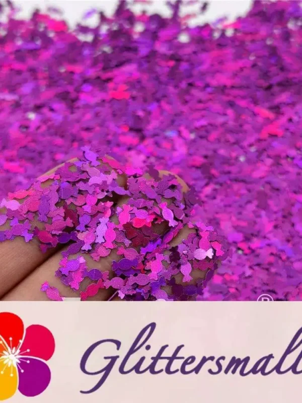 6mm Candy Sweet Shaped Holographic Purple Glitter LB0800
